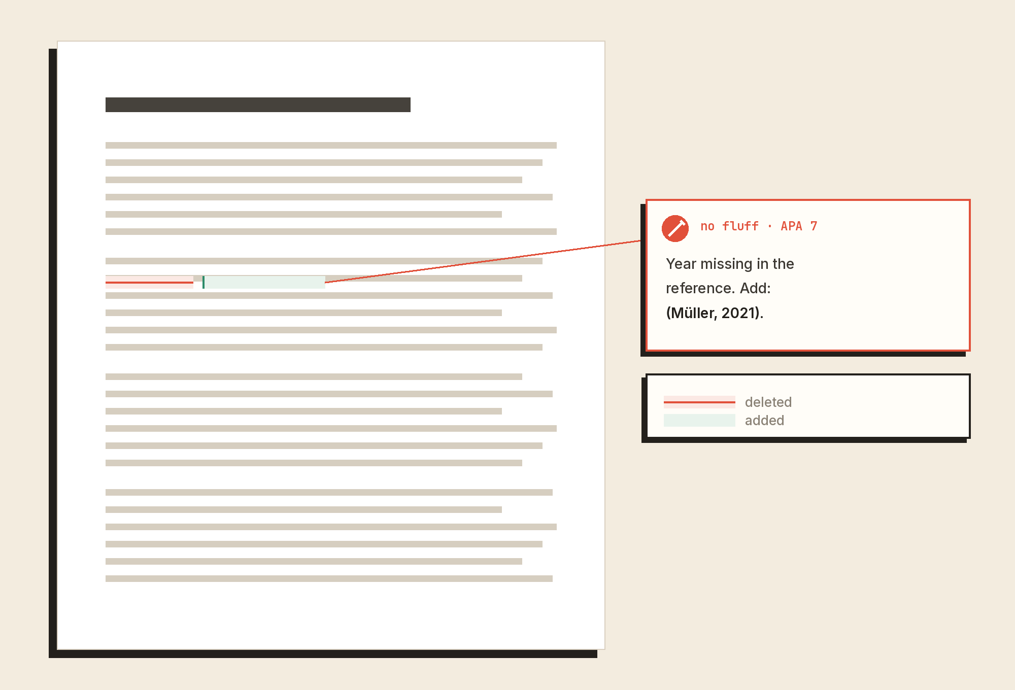 Preview of an annotated Word document with a margin comment and a tracked change